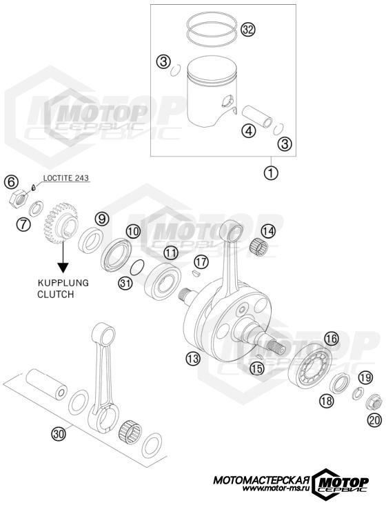 KTM MX 250 SX 2011 CRANKSHAFT, PISTON