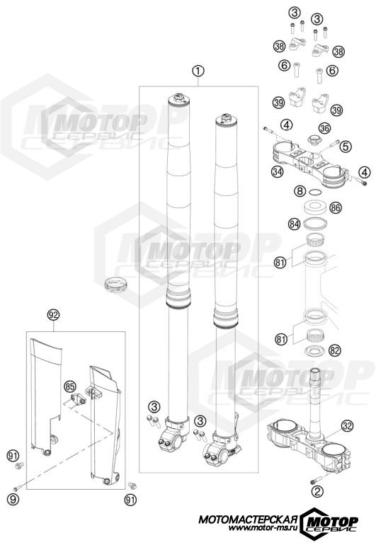KTM MX 250 SX 2011 FRONT FORK, TRIPLE CLAMP