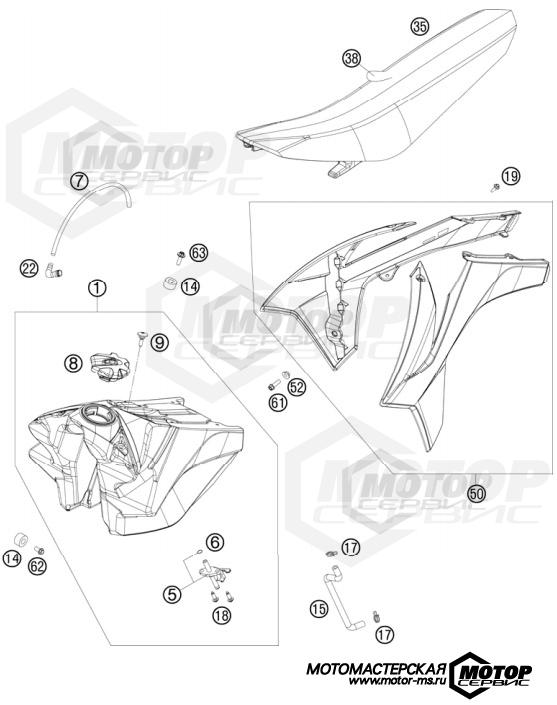 KTM MX 250 SX 2011 TANK, SEAT, COVERS