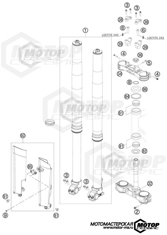 KTM MX 150 SX 2011 FRONT FORK, TRIPLE CLAMP