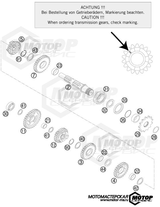 KTM MX 125 SX 2011 TRANSMISSION II - COUNTERSHAFT