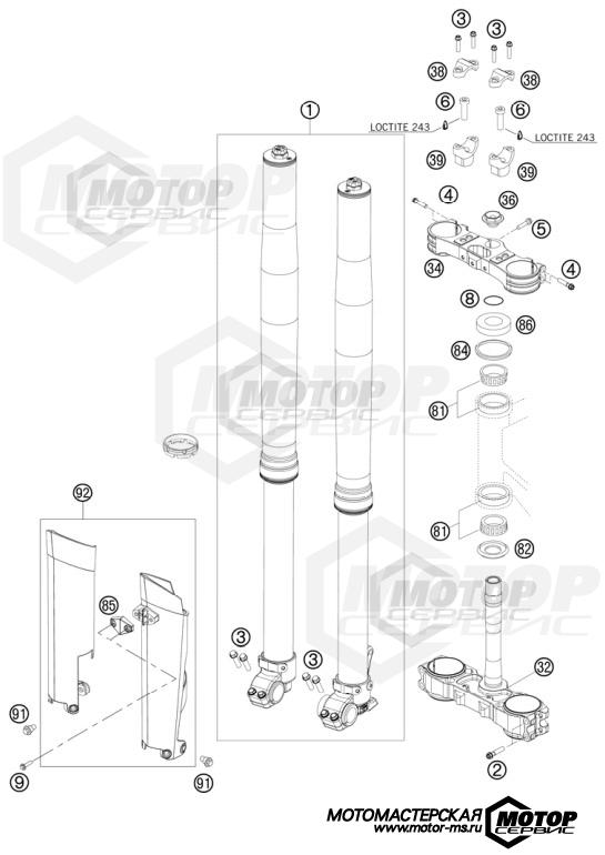 KTM MX 125 SX 2011 FRONT FORK, TRIPLE CLAMP