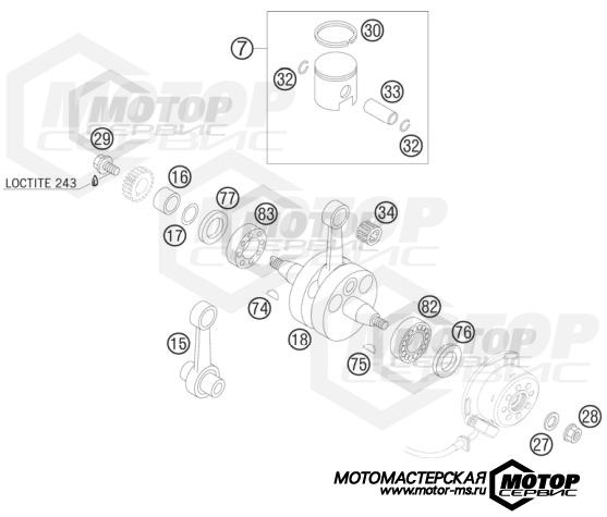 KTM MX 85 SX 19/16 2011 CRANKSHAFT, PISTON