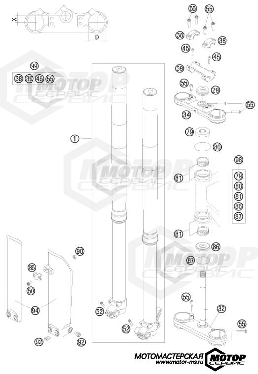 KTM MX 85 SX 19/16 2011 FRONT FORK, TRIPLE CLAMP