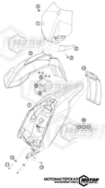 KTM MX 65 SX 2011 MASK, FENDERS