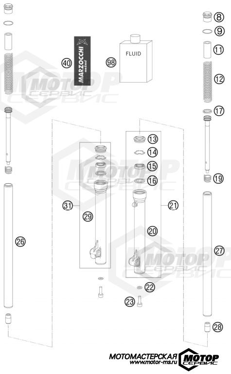 KTM MX 50 SX 2011 FRONT FORK DISASSEMBLED