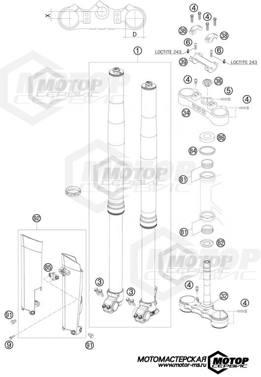 KTM Enduro 300 EXC 2011 FRONT FORK, TRIPLE CLAMP