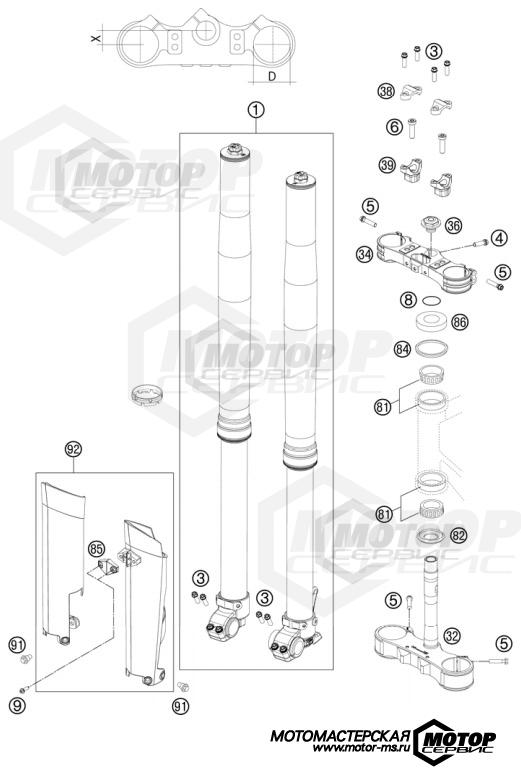 KTM Enduro 250 EXC Factory Edition 2011 FRONT FORK, TRIPLE CLAMP