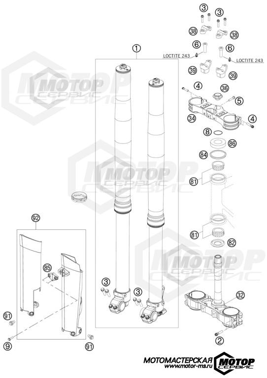 KTM Enduro 300 XC 2011 FRONT FORK, TRIPLE CLAMP