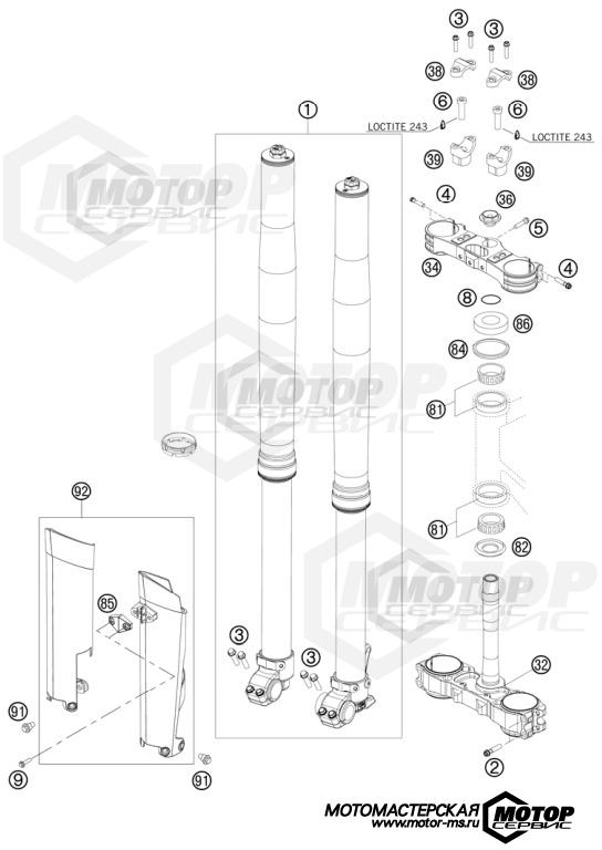 KTM Enduro 250 XC 2011 FRONT FORK, TRIPLE CLAMP