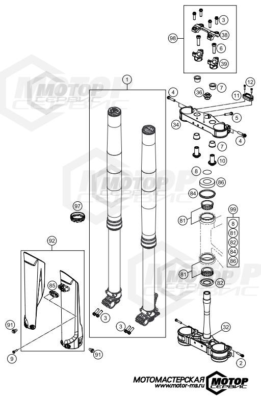 KTM MX 150 SX 2020 FRONT FORK, TRIPLE CLAMP