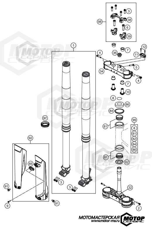 KTM MX 125 SX 2020 FRONT FORK, TRIPLE CLAMP