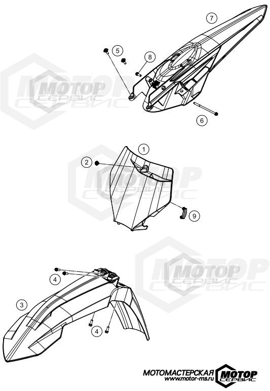 KTM MX 125 SX 2020 MASK, FENDERS