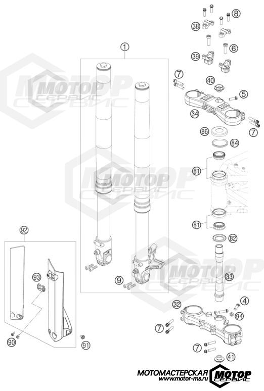 KTM Supermoto 690 SMC 2010 FRONT FORK, TRIPLE CLAMP