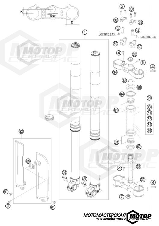 KTM Supermoto 450 SMR 2010 FRONT FORK, TRIPLE CLAMP