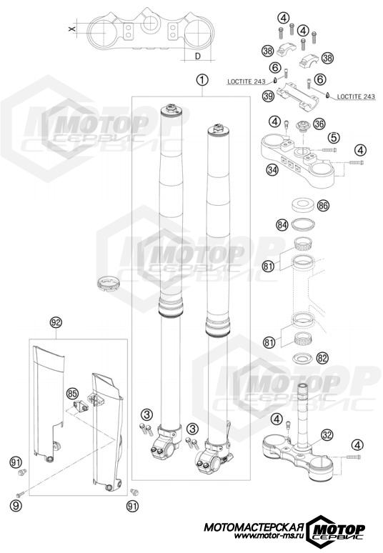 KTM Enduro 250 EXC-F Champion Edition 2010 FRONT FORK, TRIPLE CLAMP