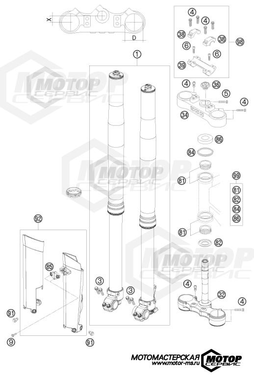 KTM Enduro 400 EXC 2010 FRONT FORK, TRIPLE CLAMP