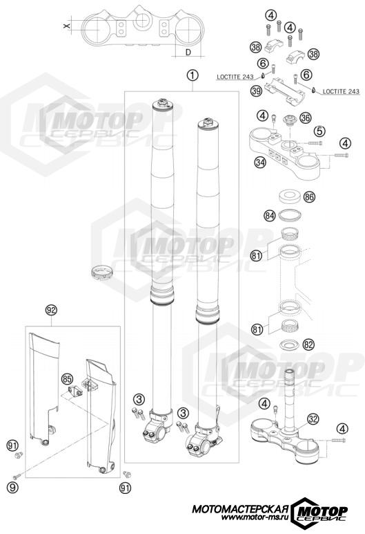 KTM Enduro 125 EXC Champion Edition 2010 FRONT FORK, TRIPLE CLAMP