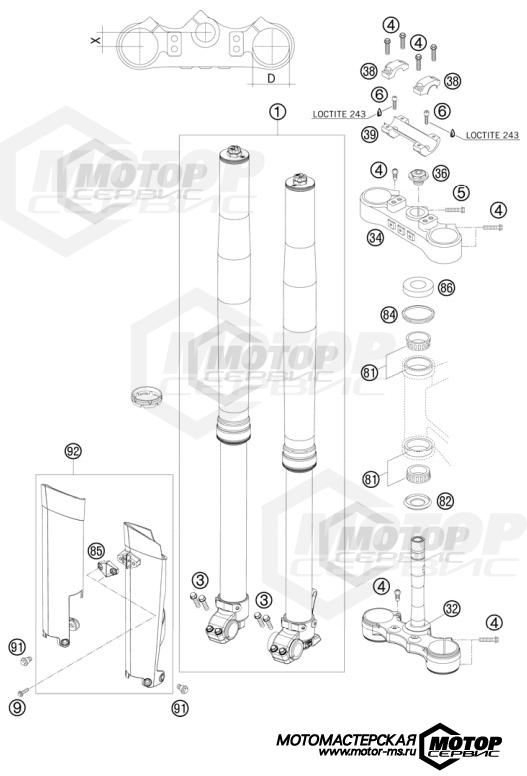 KTM Enduro 125 EXC 2010 FRONT FORK, TRIPLE CLAMP