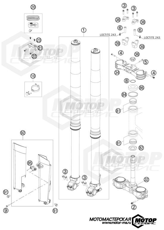 KTM MX 250 SX-F Factory Replica Musquin 2010 FRONT FORK, TRIPLE CLAMP