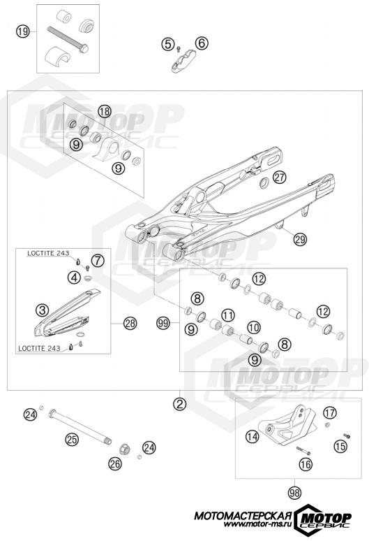KTM MX 250 SX-F Factory Replica Musquin 2010 SWING ARM