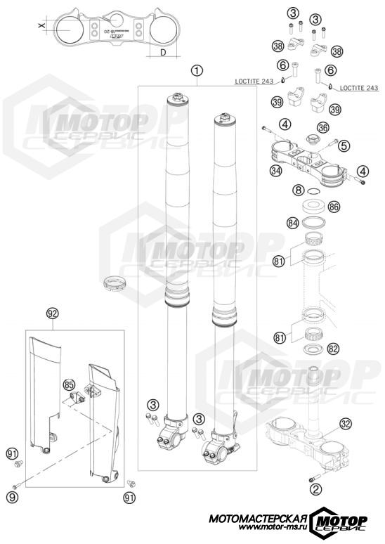 KTM MX 250 SX-F 2010 FRONT FORK, TRIPLE CLAMP