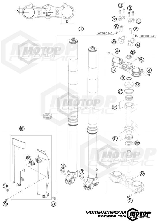 KTM MX 125 SX 2010 FRONT FORK, TRIPLE CLAMP