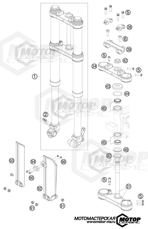 KTM MX 65 SX 2010 FRONT FORK, TRIPLE CLAMP