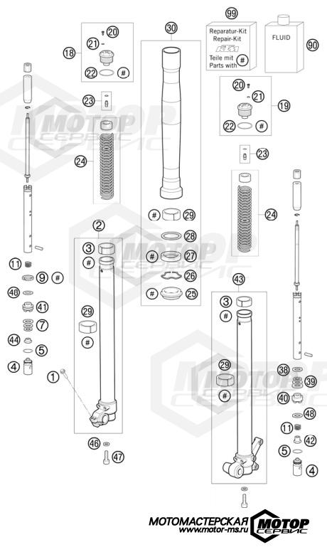 KTM MX 65 SX 2010 FRONT FORK DISASSEMBLED
