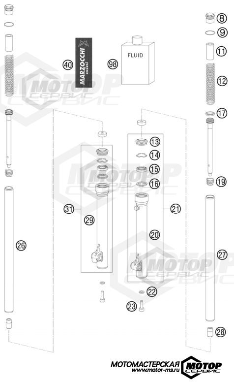 KTM MX 50 SX Mini 2010 FRONT FORK DISASSEMBLED