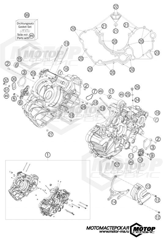 KTM Supersport 1190 RC8 R Limited Edition Acropovic 2009 ENGINE CASE