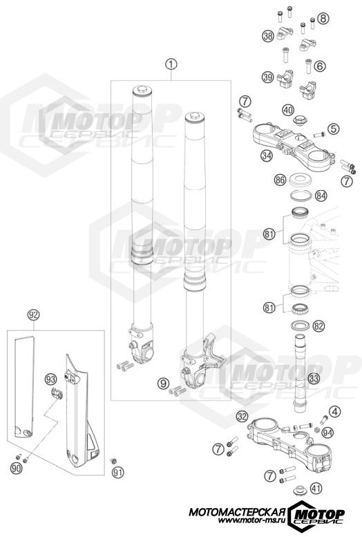 KTM Supermoto 690 SMC 2009 FRONT FORK, TRIPLE CLAMP