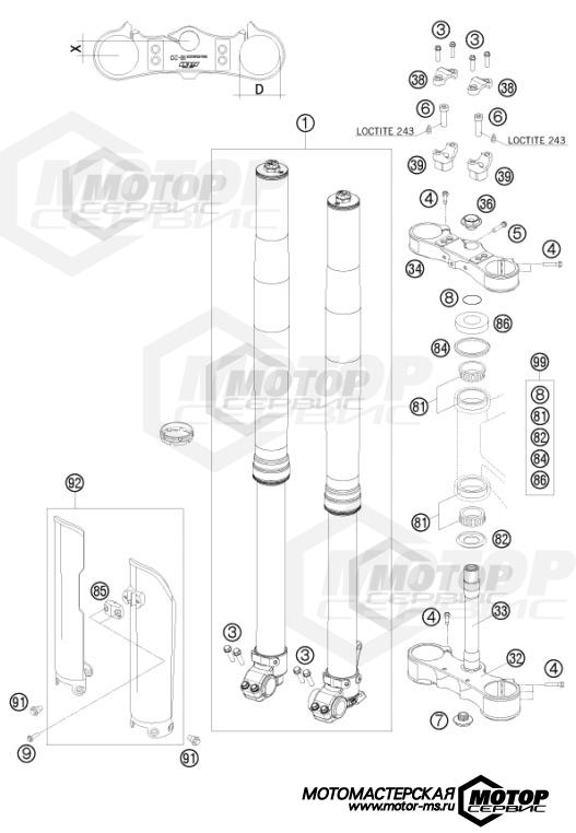 KTM Supermoto 450 SMR 2009 FRONT FORK, TRIPLE CLAMP