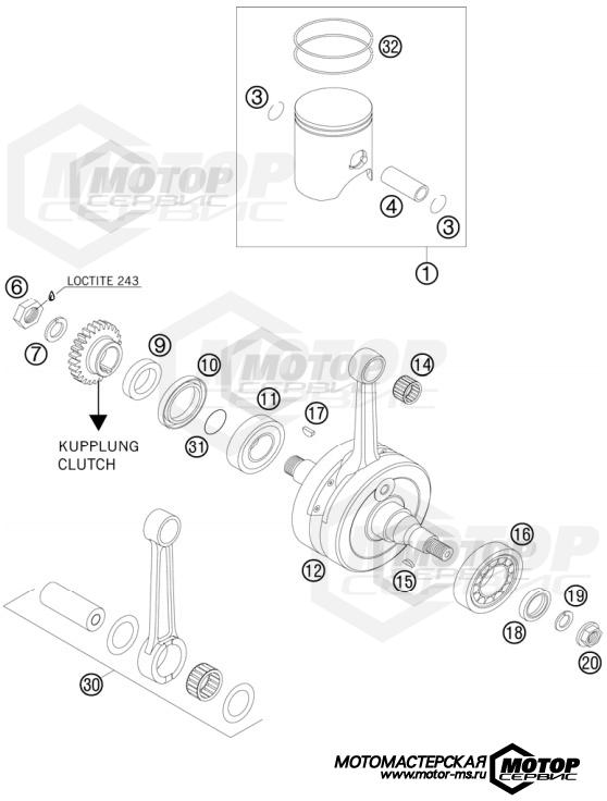 KTM MX 250 SX 2009 CRANKSHAFT, PISTON