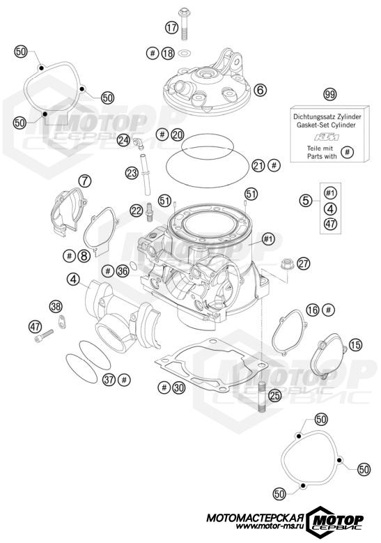 KTM MX 250 SX 2009 CYLINDER, CYLINDER HEAD