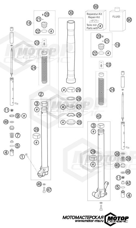KTM MX 65 SX 2009 FRONT FORK DISASSEMBLED
