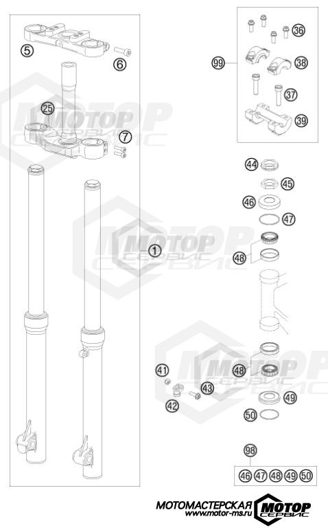 KTM MX 50 SX 2009 FRONT FORK, TRIPLE CLAMP