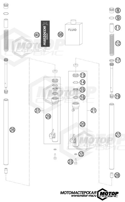 KTM MX 50 SX Mini 2009 FRONT FORK DISASSEMBLED