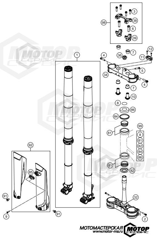 KTM MX 250 SX 2021 FRONT FORK, TRIPLE CLAMP
