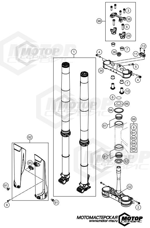 KTM MX 125 SX 2021 FRONT FORK, TRIPLE CLAMP