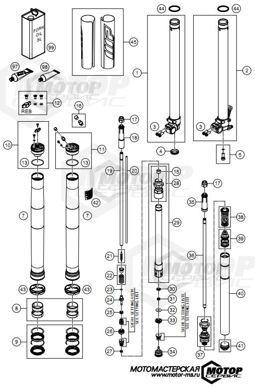 KTM MX 85 SX 19/16 2021 FRONT FORK DISASSEMBLED