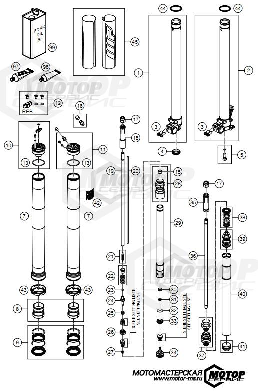 KTM MX 85 SX 17/14 2021 FRONT FORK DISASSEMBLED