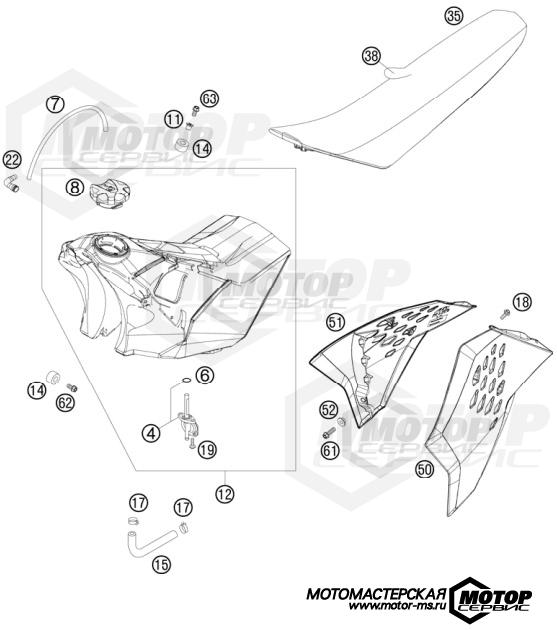 KTM MX 505 SX-F 2008 TANK, SEAT, COVER