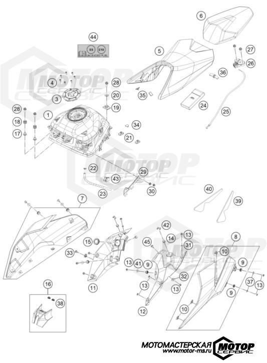 KTM Naked 390 Duke B.D. Silver 2021 TANK, SEAT