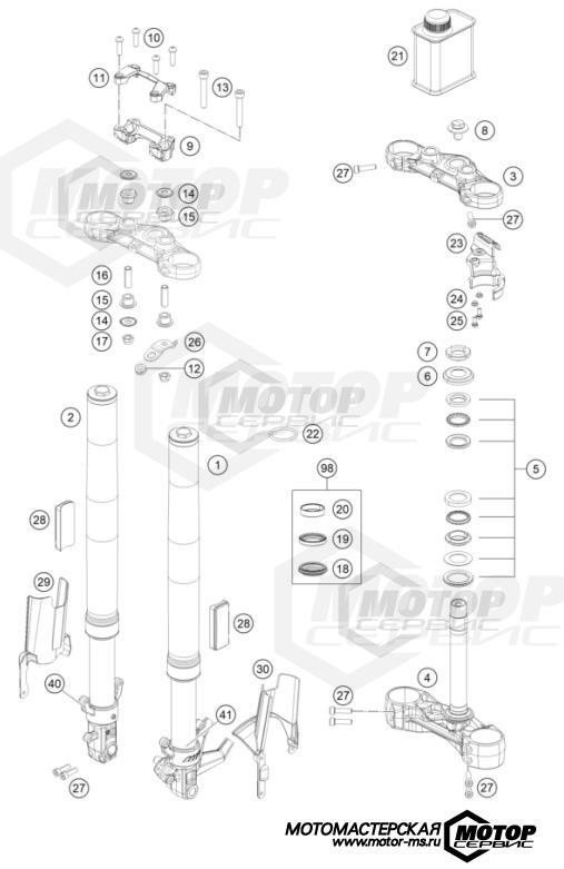 KTM Naked 200 Duke ABS B.D. White 2021 FRONT FORK, TRIPLE CLAMP
