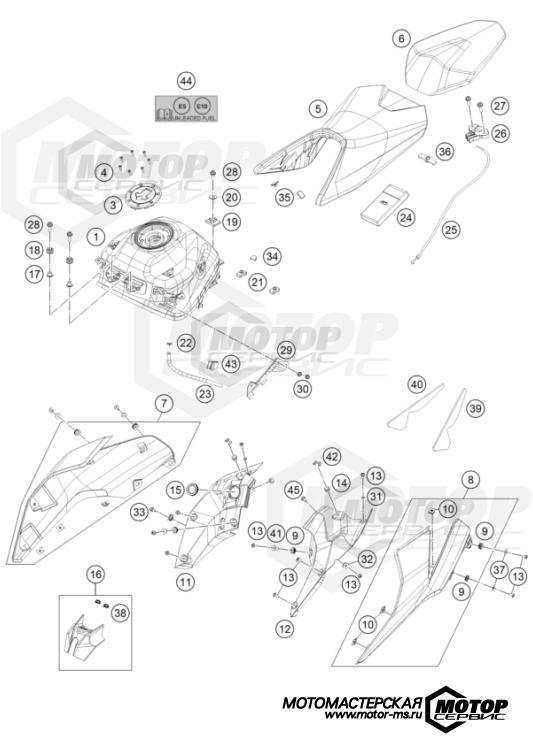 KTM Naked 200 Duke ABS B.D. White 2021 TANK, SEAT