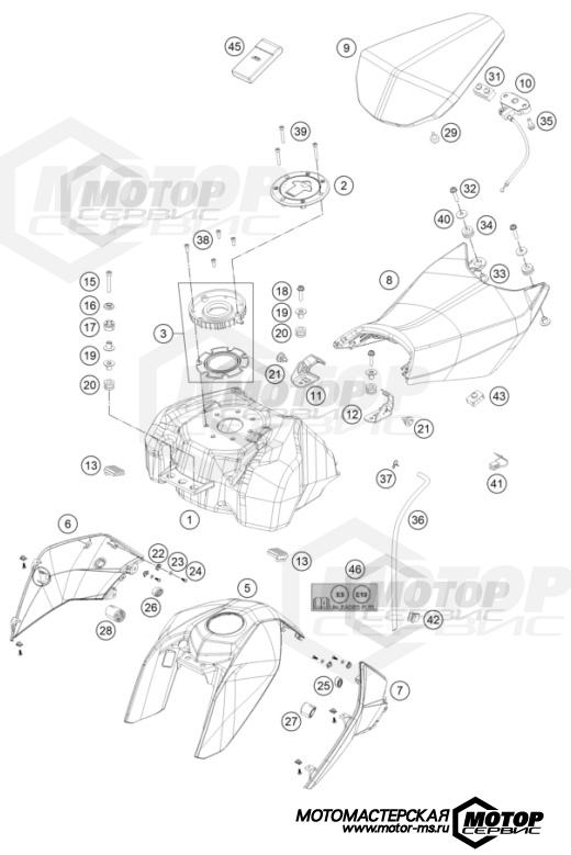 KTM Naked 200 Duke w/o ABS B.D. White 2021 TANK, SEAT