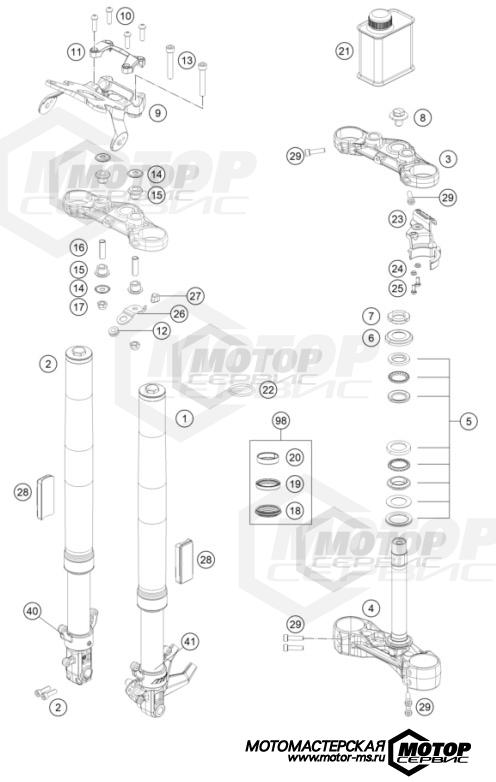 KTM Naked 125 Duke Silver 2021 FRONT FORK, TRIPLE CLAMP