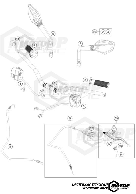 KTM Naked 125 Duke B.D. Silver 2021 HANDLEBAR, CONTROLS