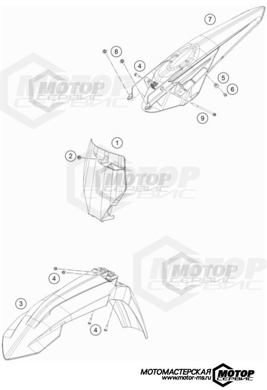 KTM MX 250 SX-F 2022 MASK, FENDERS
